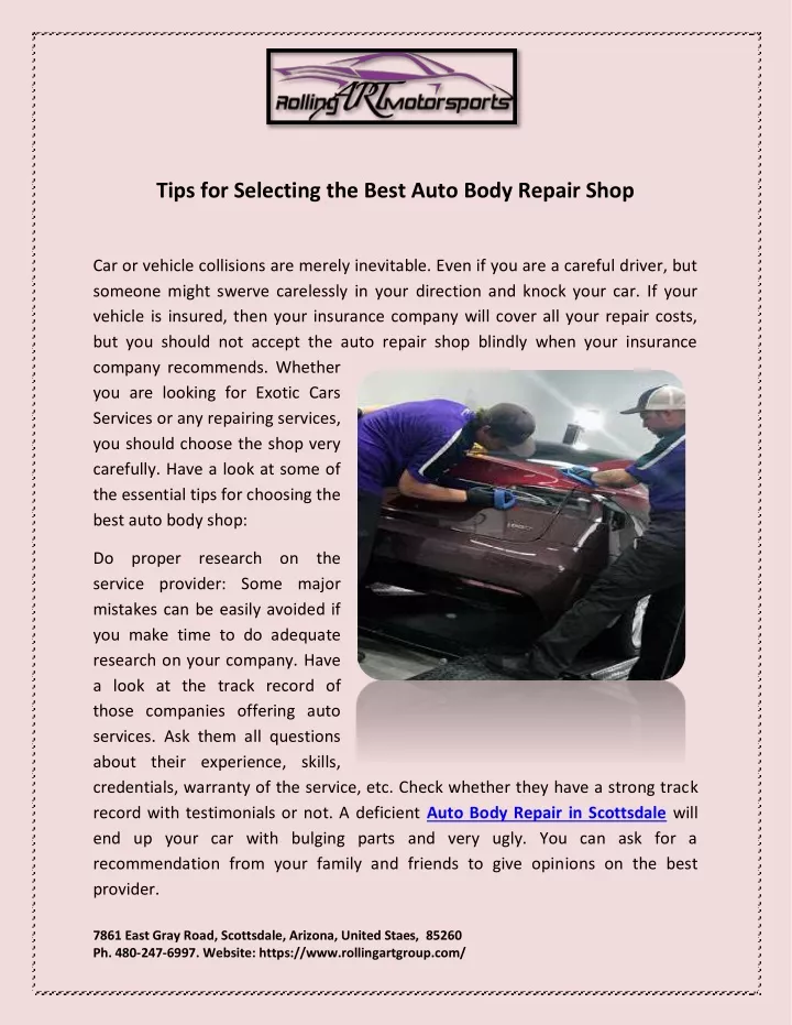 tips for selecting the best auto body repair shop