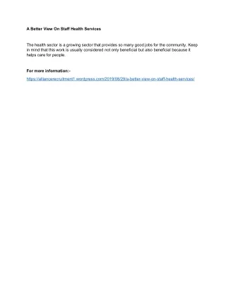 a better view on staff health services