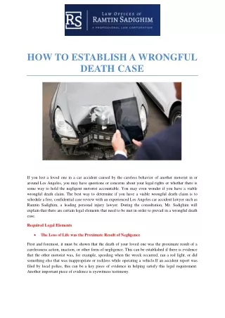 how to establish a wrongful death case