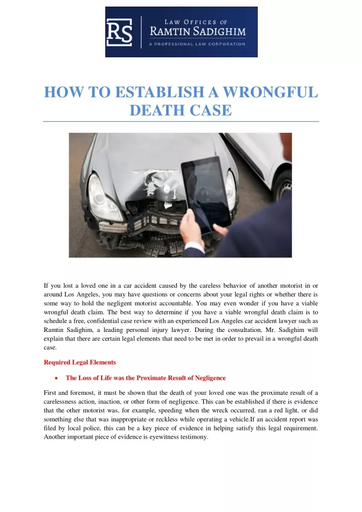 how to establish a wrongful death case