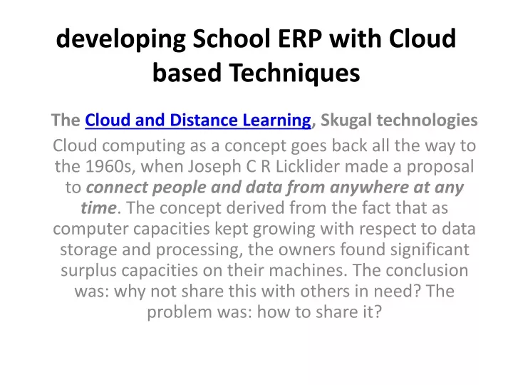 developing school erp with cloud based techniques
