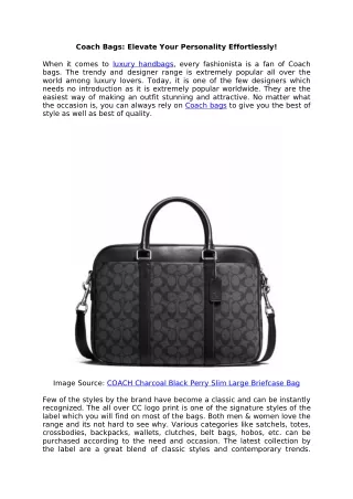 Coach Bags - Elevate Your Personality Effortlessly