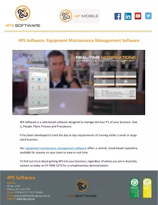 4PS Software: Equipment Maintenance Management Software