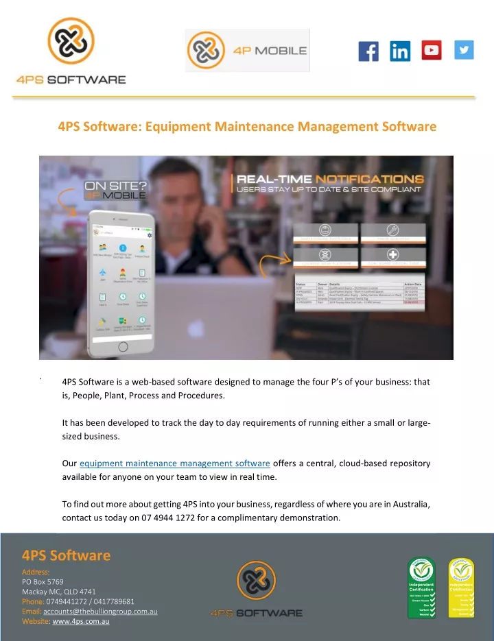 4ps software equipment maintenance management