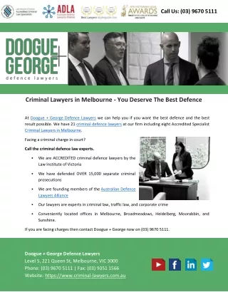 Criminal Lawyers in Melbourne - You Deserve The Best Defence