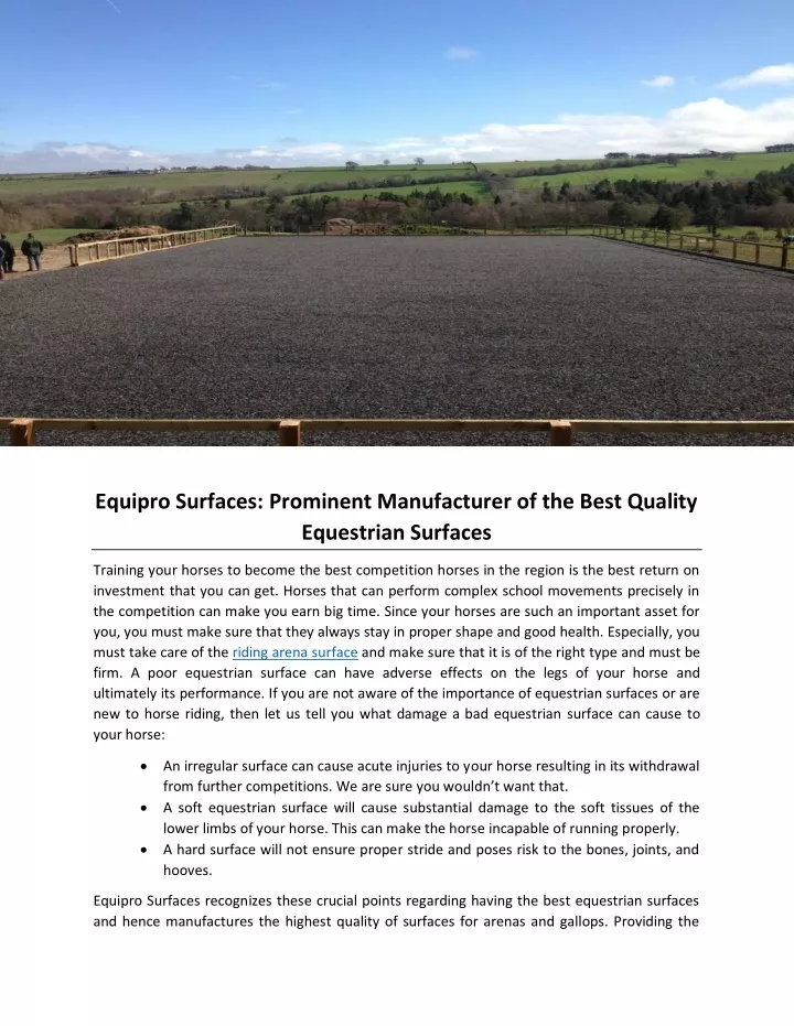 equipro surfaces prominent manufacturer