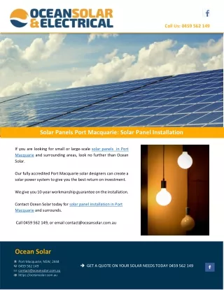 Solar Panels Port Macquarie: Solar Panel Installation