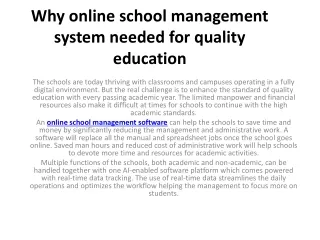 why online school management system needed for quality education