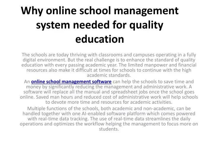 why online school management system needed for quality education