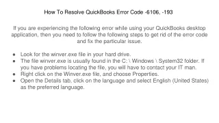 How to resolve Quickbooks error 6106