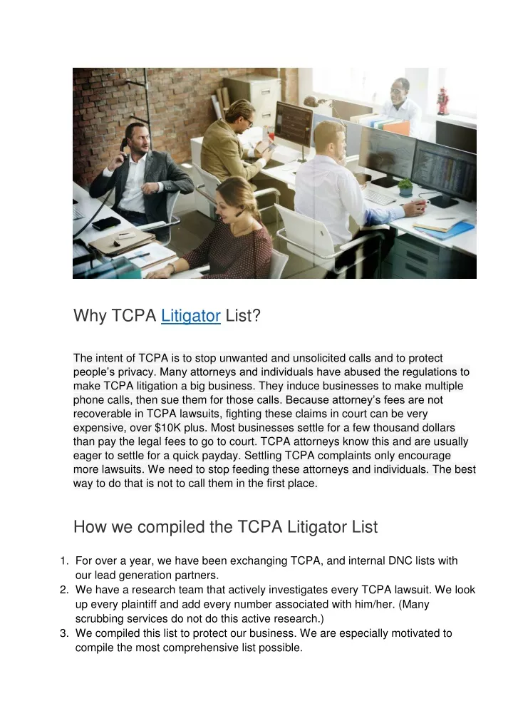 why tcpa litigator list