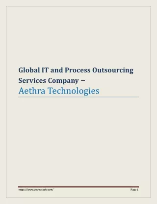 Global IT and Process Outsourcing Services Company - Aethra Technologies