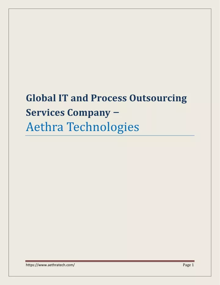 global it and process outsourcing services