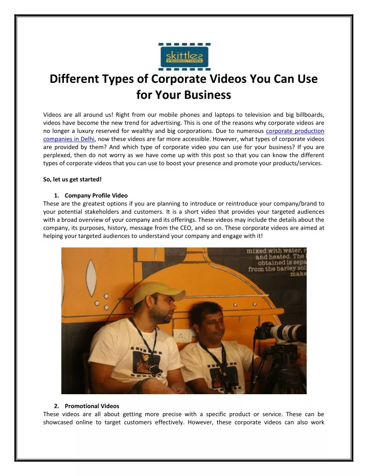 different types of corporate videos