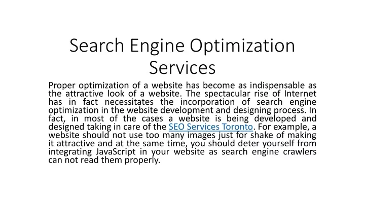 search engine optimization services proper