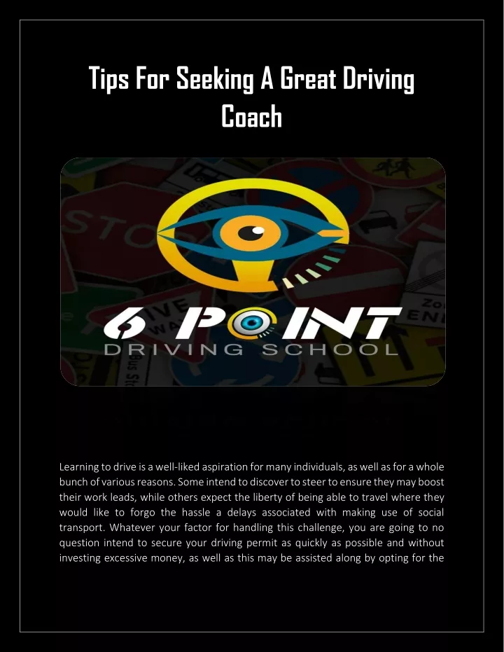 tips for seeking a great driving coach