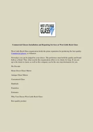 Commercial Glasses Installation and Repairing Services at West Little Rock Glass
