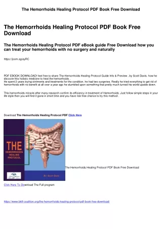 The Hemorrhoids Healing Protocol PDF Book Free Download