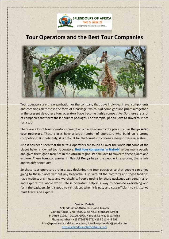 tour operators and the best tour companies