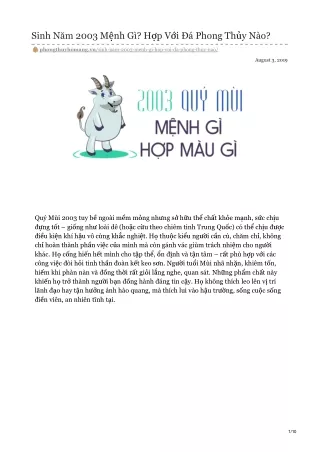 sinh n m 2003 m nh g h p v i phong th y n o