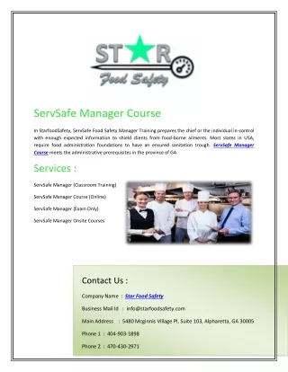 ServSafe Manager Course