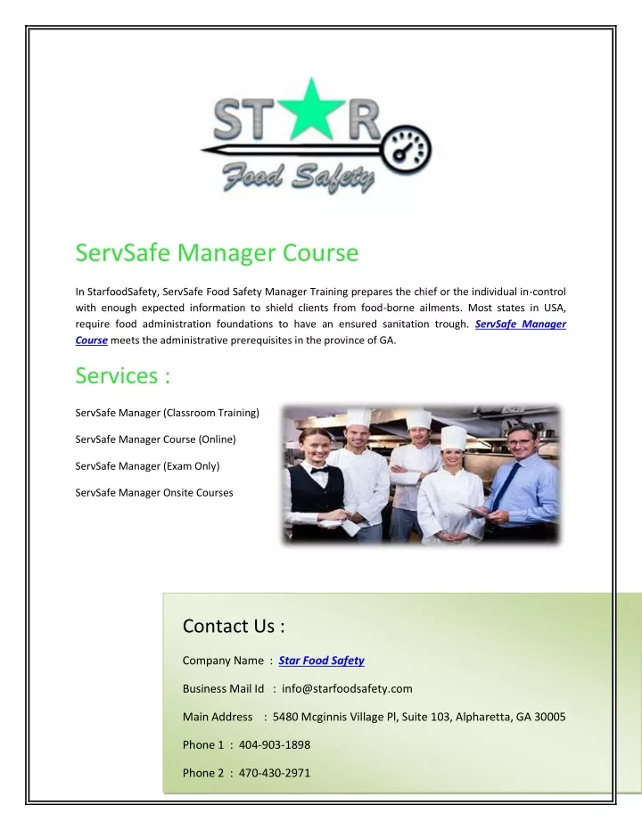 servsafe manager course