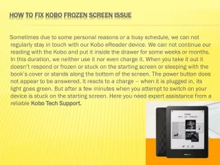 How to Fix Kobo Frozen Screen Issue