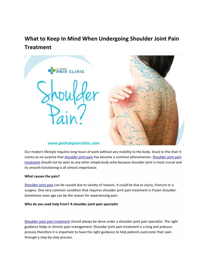 what to keep in mind when undergoing shoulder