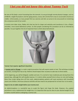 I bet you did not know this about Tummy Tuck