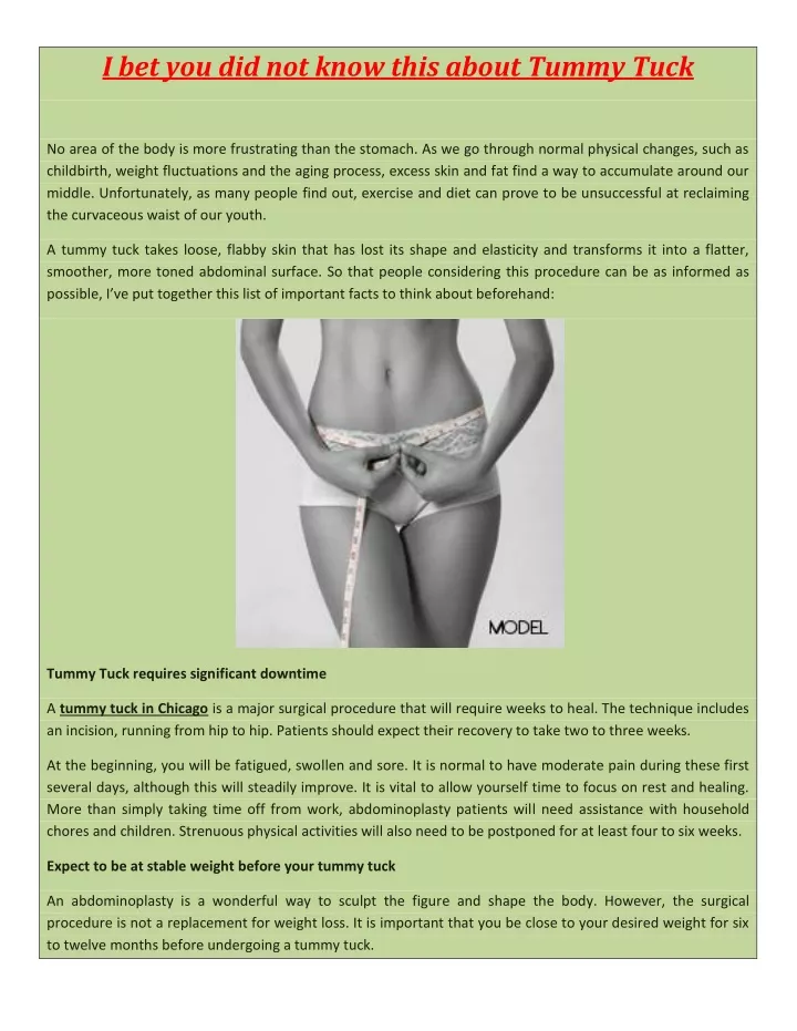 i bet you did not know this about tummy tuck