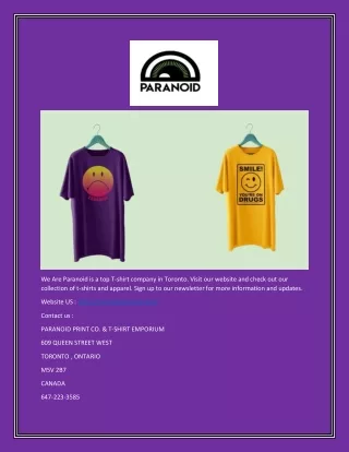 we are paranoid is a top t shirt company