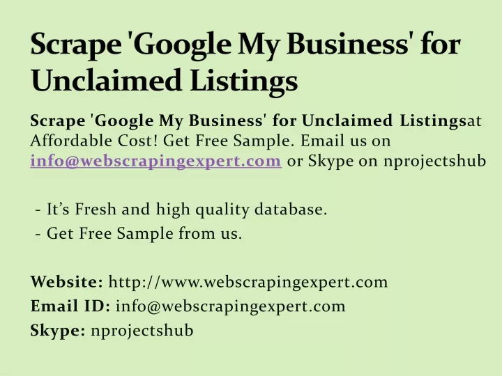 scrape google my business for unclaimed listings