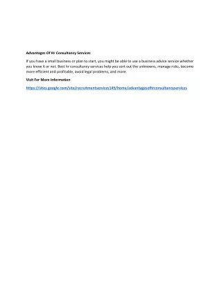 advantages of hr consultancy services