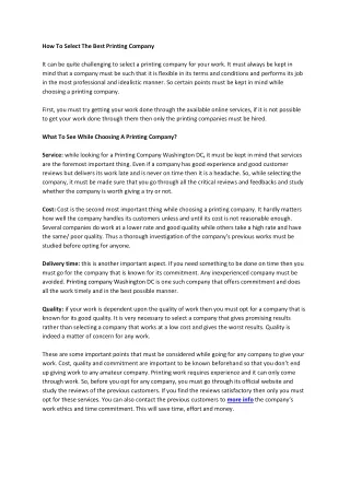 how to select the best printing company