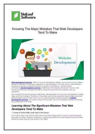 knowing the major mistakes that web developers