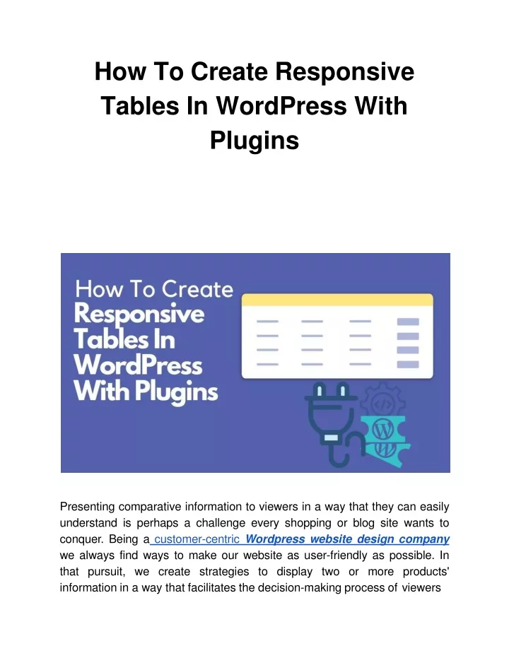 how to create responsive tables in wordpress with plugins