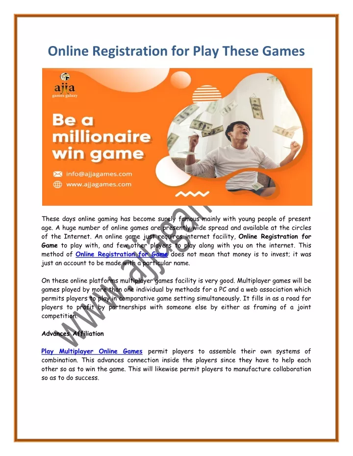online registration for play these games