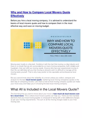 why and how to compare local movers quote