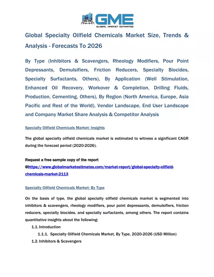 global specialty oilfield chemicals market size