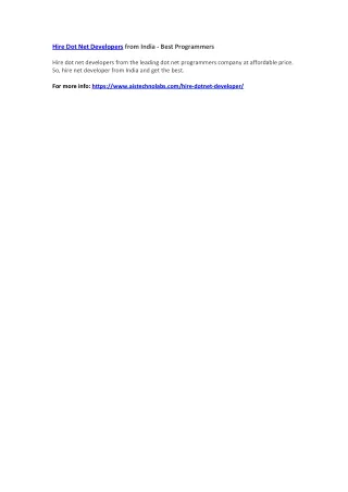 hire dot net developers from india best