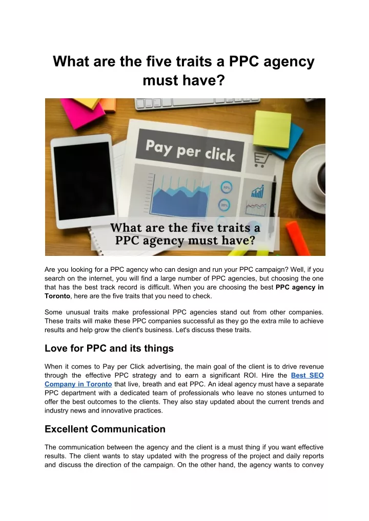 what are the five traits a ppc agency must have