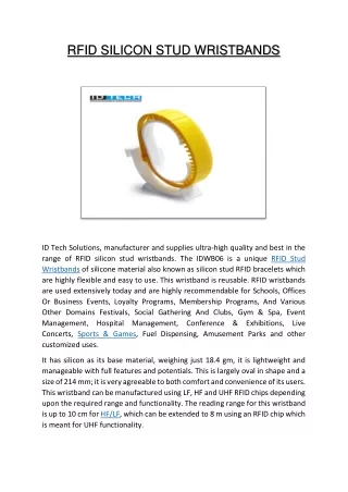 RFID Silicon Stud Wristbands | RFID LF/HF/UHF Wristbands Manufacturer