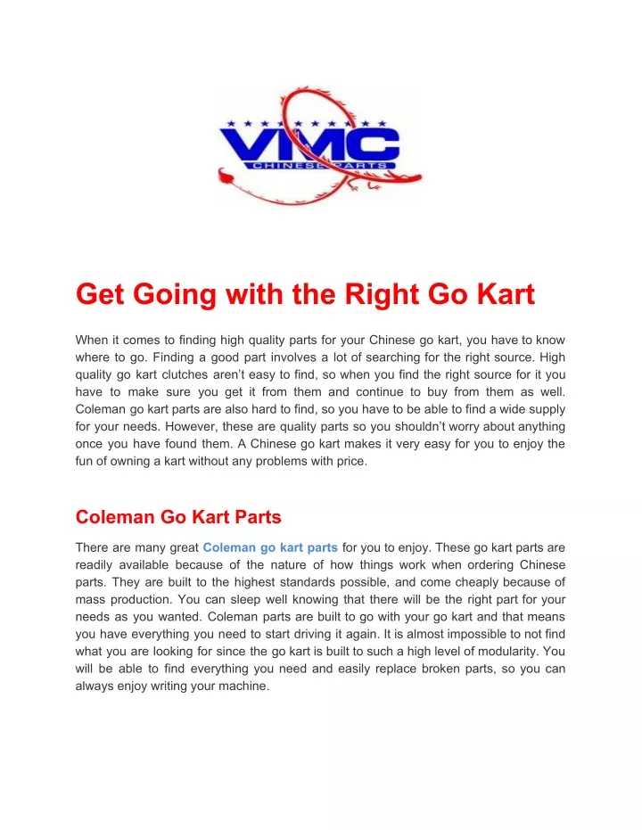 get going with the right go kart