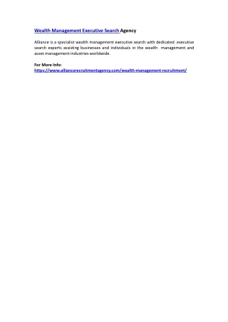 wealth management executive search agency