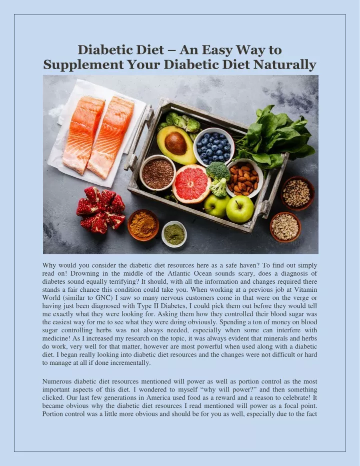 diabetic diet an easy way to supplement your