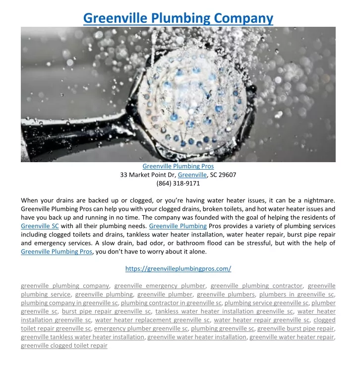 greenville plumbing company