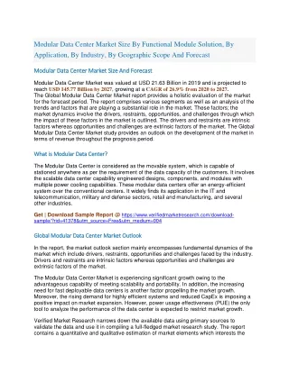 modular data center market size by functional
