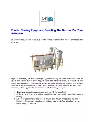 Powder Coating Equipment Selecting The Best as Per Your Utilization