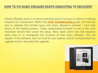 How to fix Kobo eReader keeps Rebooting to Recovery