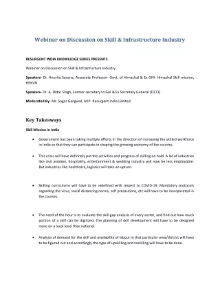 webinar on discussion on skill infrastructure